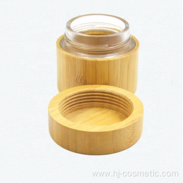 200g Environmental empty full cover bamboo cream jars with glass inner